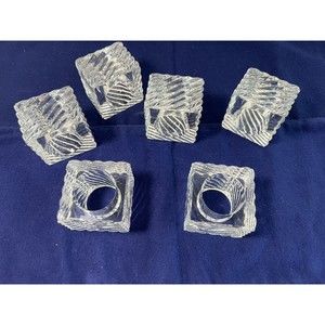Napkin Rings Clear Acrylic Square Water Cut Set Of‎ 6